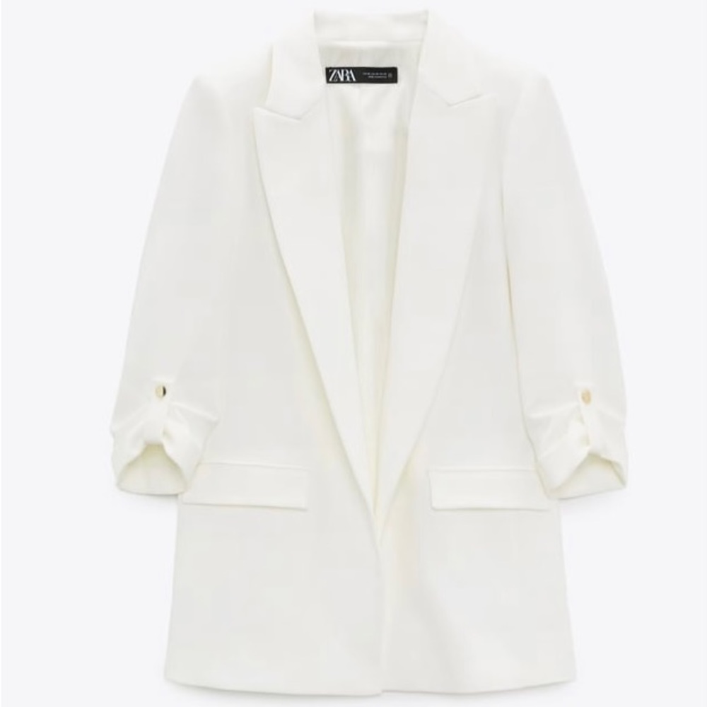Open blazer with lapel collar from Zara, color ivory.